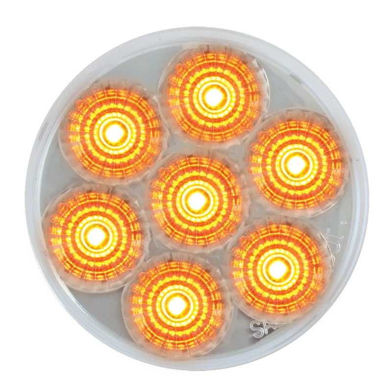76661BP 2.5 LOW PROFILE SPYDER AMBER 7 LED MARKER LIGHT, CLEAR LENS