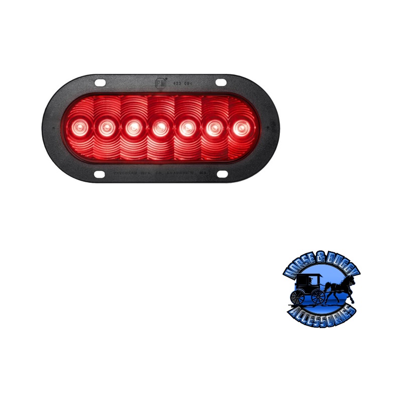 822R-7 7.88×3.63 Red LED Stop/Turn/Tail, Oval, Flange-Mount