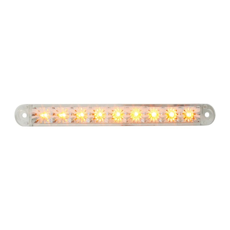 6-1/2 FLUSH MOUNT AMBER/CLEAR 9 LED LIGHT BAR, 3 WIRES