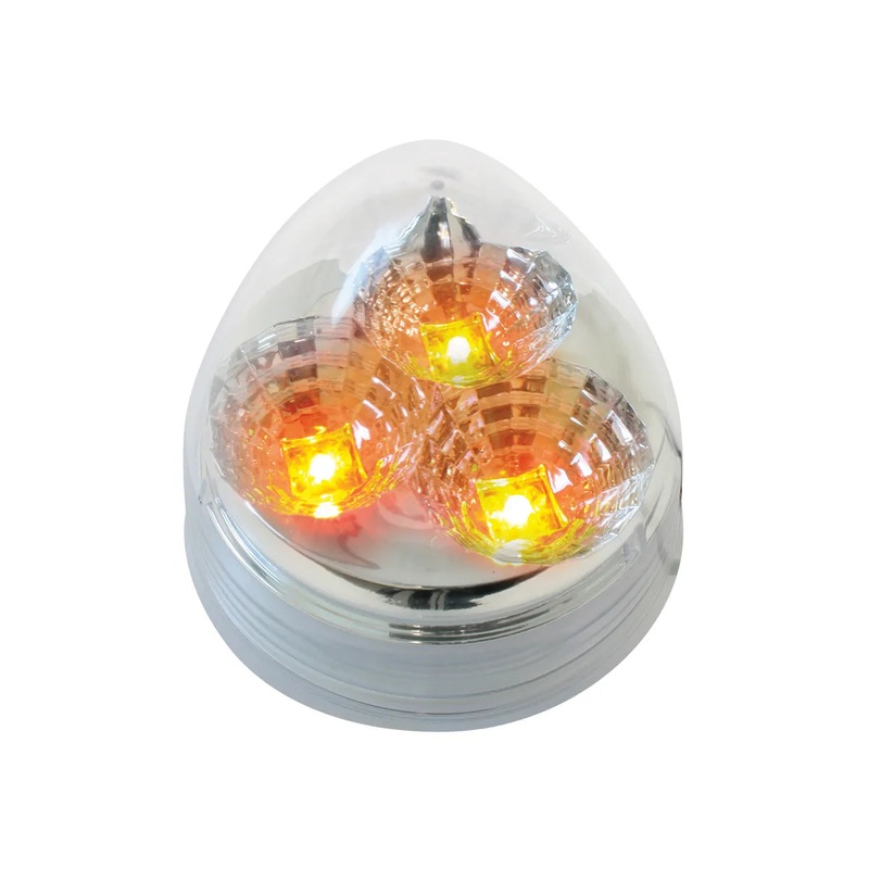 77691 2.5 SPYDER AMBER BEEHIVE 3 LED LIGHT, CLEAR LENS