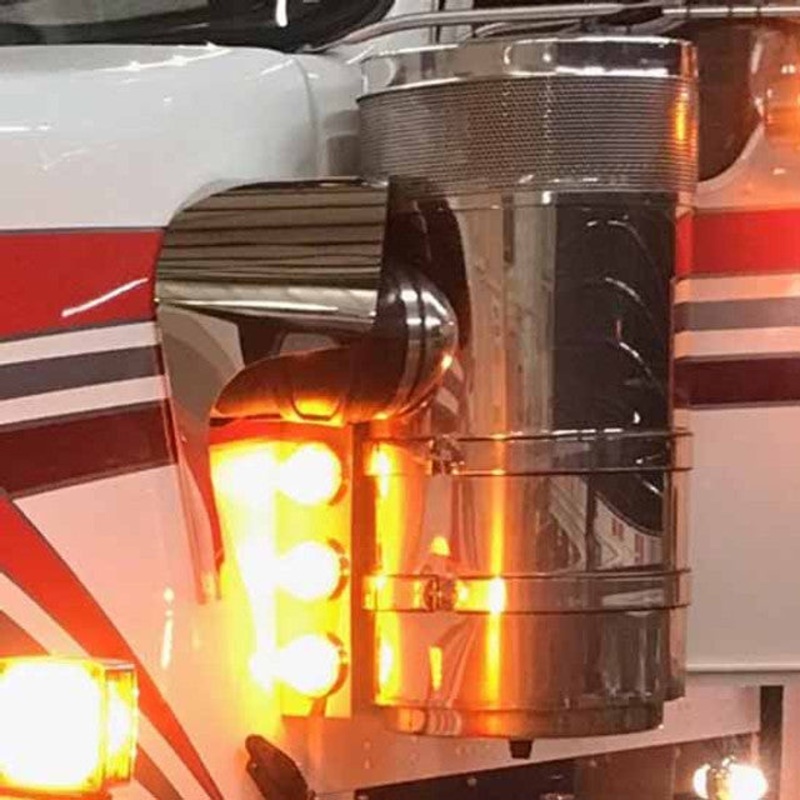 Kenworth W900L Stainless Steel 304 Notched Air Cleaner Hose Guards (For trucks with air cleaner panels)