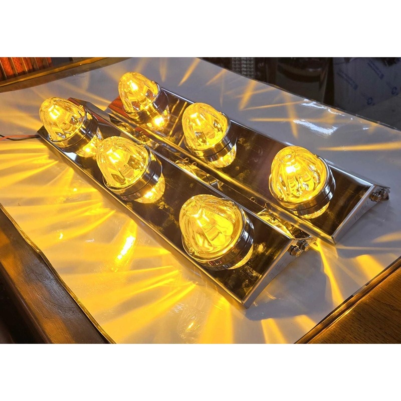 #ss-1716 FRONT 589 PETERBILT (BLIND MOUNT) STYLE AIR CLEANER BRACKET W/ (3) WATERMELON (SOLD IN PAIRS)