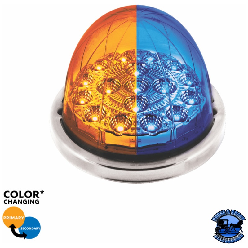 17 LED WATERMELON DUAL FUNCTION DOUBLE FURY LIGHT FLUSH MOUNT KIT WITH LOW PROFILE SS BEZEL (Choose Color)