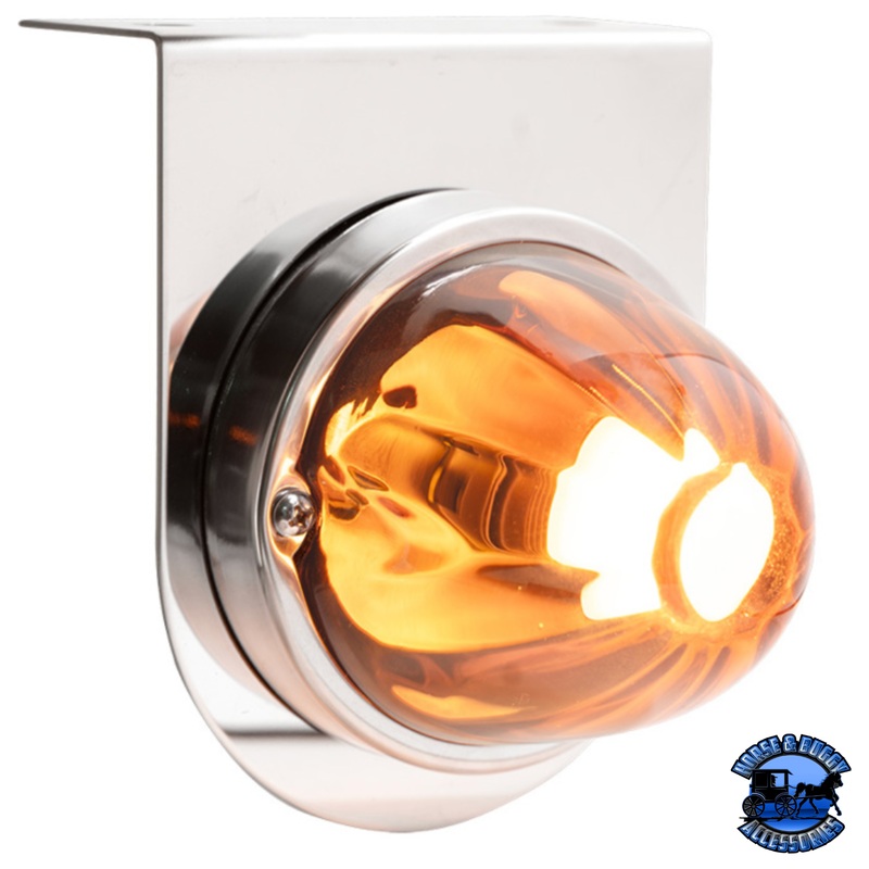 DUAL FUNCTION GLASS WATERMELON LIGHT WITH STAINLESS STEEL LIGHT BRACKET KIT WITH LED BULB (Choose Lens Color)