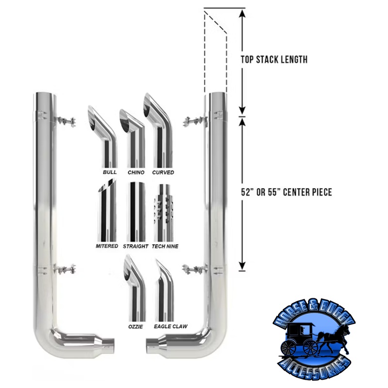 #KRP-50055CP Dynaflex 5” PETE 379 EXHAUST KIT; W/ PICKETT ELBOWS & 55” SPOOL (Clamps sold separate))