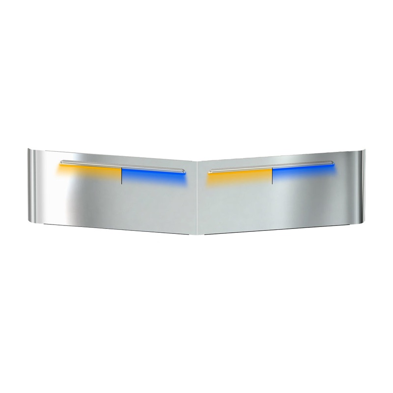 TSUN-P61AB PB. 14 High & Low Roof with 2 Piece Windshields Louvered Sun Visor (1987+)  Cab Mounted Mirrors | Dual Glow Strips (Amber/Blue)