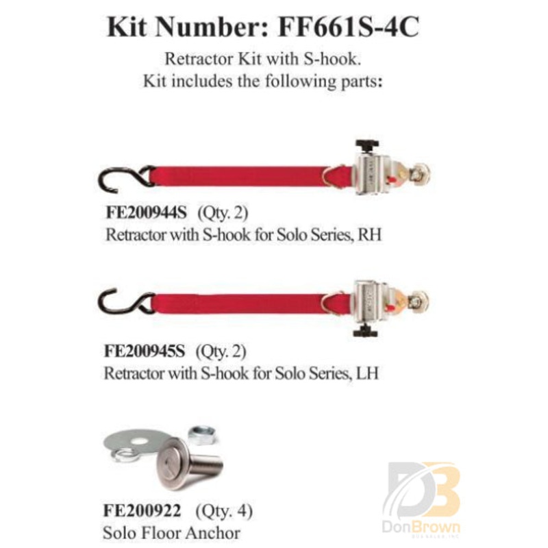 FOUR RETRACTOR KIT, SOLO SERIES W/S-HOOKS (NO OCCUPANT) 27-003-006