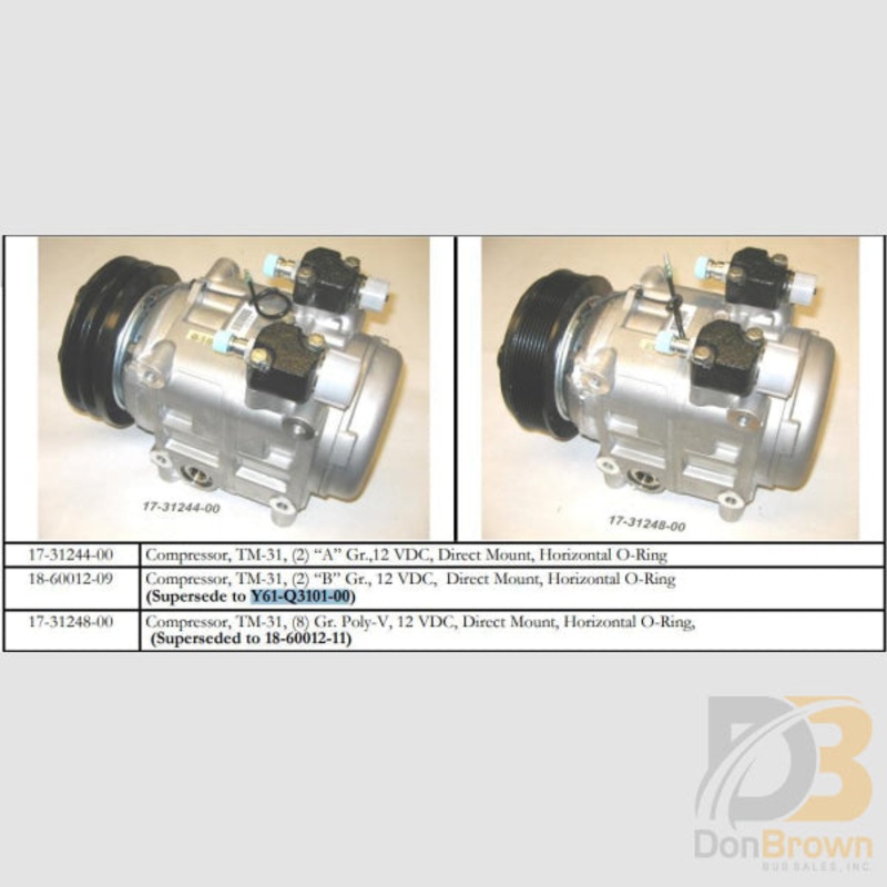 COMP, QP31, 2B GR (158MM), BUTTON, 12V, HOR FTG, R-134A Y61-Q3101-00