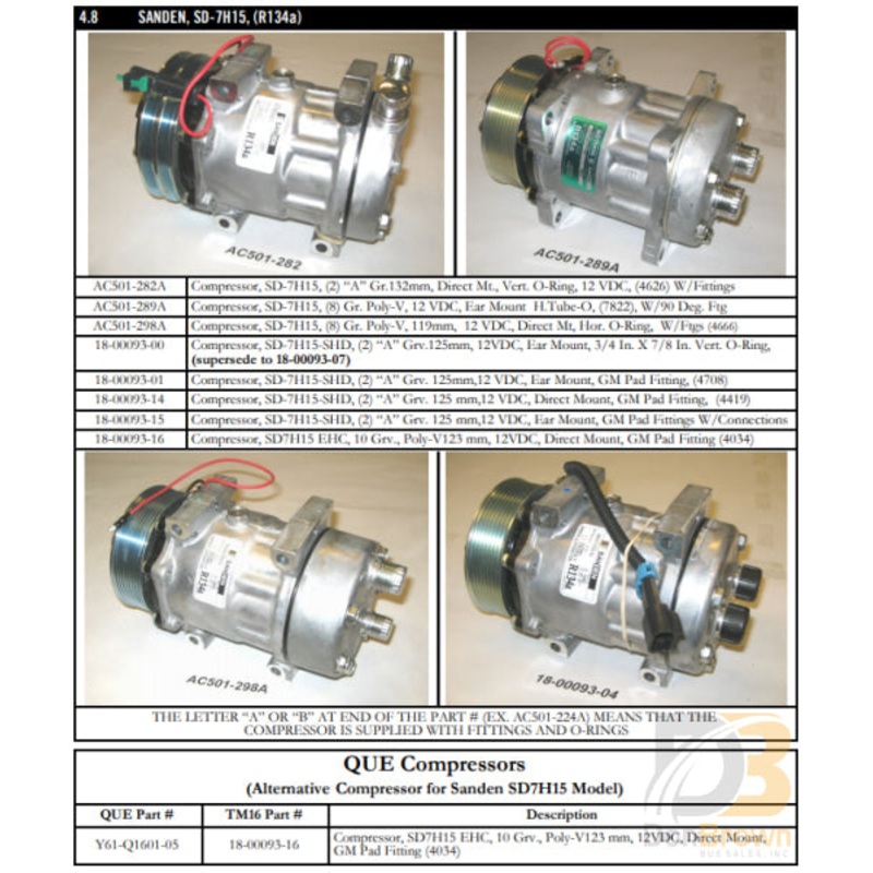 COMPRESSOR, 12VDC,2A, GM FTG. 18-00093-15