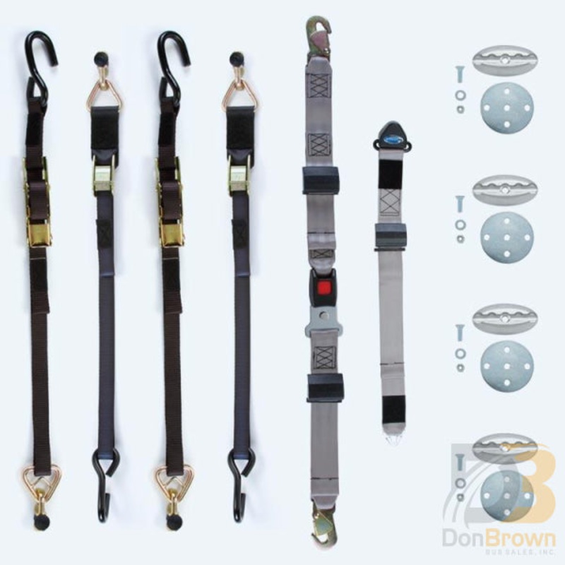 M-Series Manual Belt Kit for L Track. Set of 2 cam buckle front belts & 2 overcenter rear belts, integrated lap belt,fixed shoulder belt and 4 oval L Pockets M-300-L30