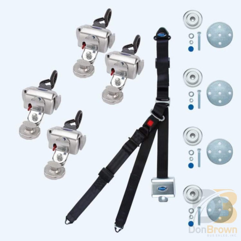 QRT Deluxe Kit  for Slide N’ Click with retractable shoulder/lap belt combo, SNC floor anchorages Q-8100-A1-SC