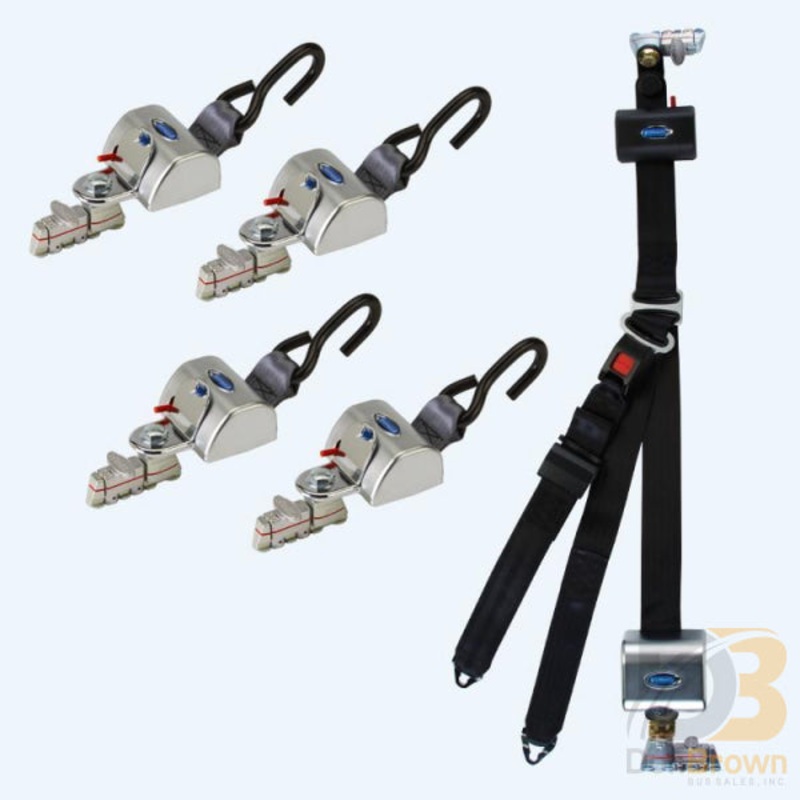 QRT MAX Kit for L Track, retractable shoulder/lap belt combo with retractable height adjuster, 131 degree anglebracket and L Track fitting on top and bottom Q-8306-L2