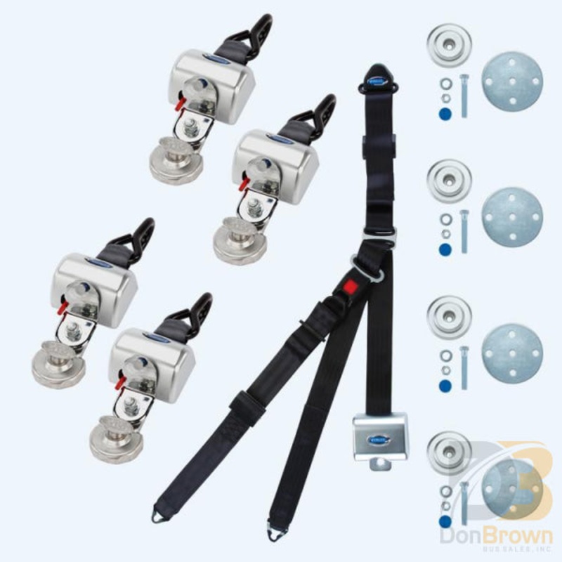 QRT MAX Kit  for Slide N’ Click, retractable shoulder/lap belt combo, SNC floor anchorages Q-8300-A1-SC