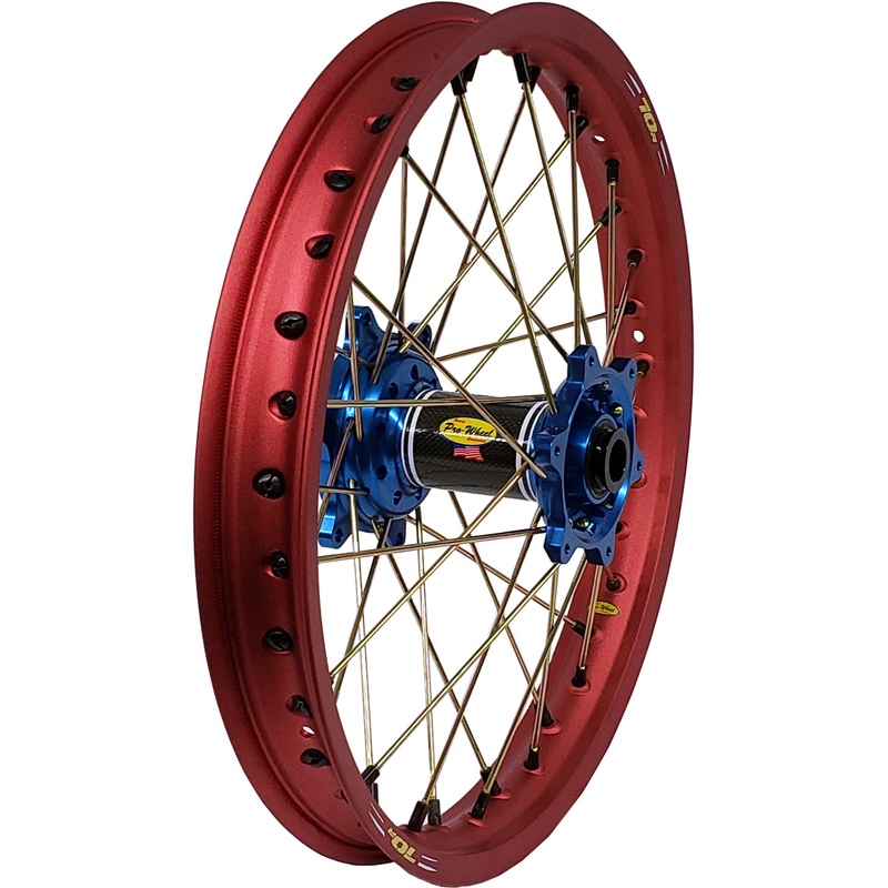 Wheel Rear 1.85×19 Blue Hub Red Rim/Gld Spoke/Blk Nipple