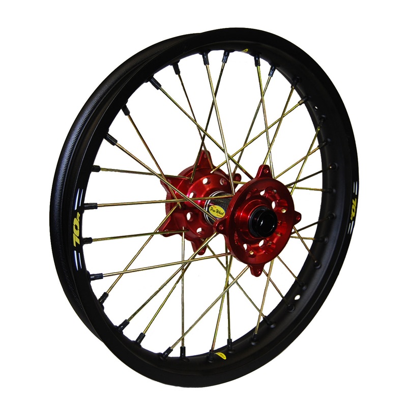 Wheel Rear 1.85×19 Red Hub Blk Rim/Gld Spoke/Blk Nipple
