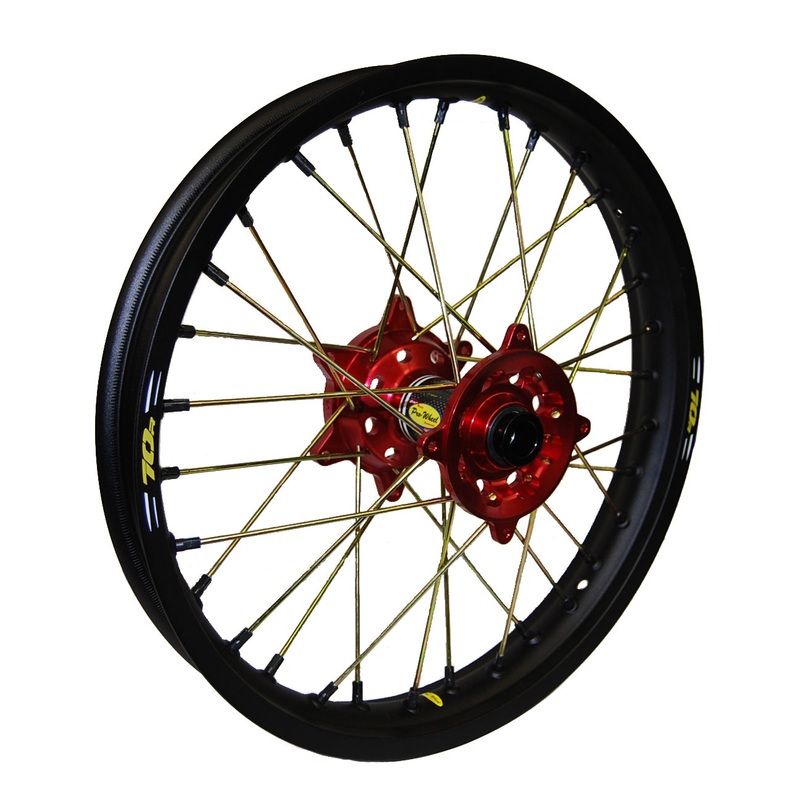Wheel Rear 2.15×18 Red Hub Blk Rim/Gld Spoke/Blk Nipple