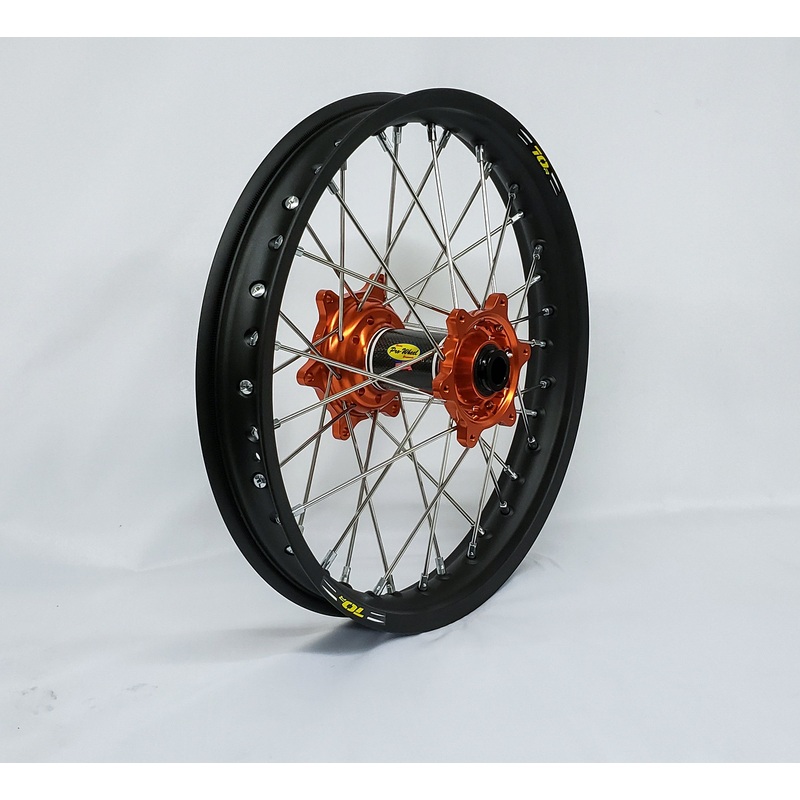 Wheel Rear 1.60×14 Orange Hub Blk Rim/Sil Spoke/Sil Nipple