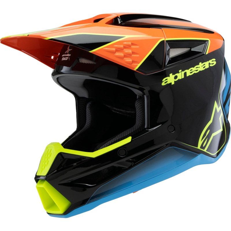 ALPINESTARS Youth SM3 Helmet – Fray – Gloss Black/Orange/Yellow Fluo- Large 8301625-1455-YL