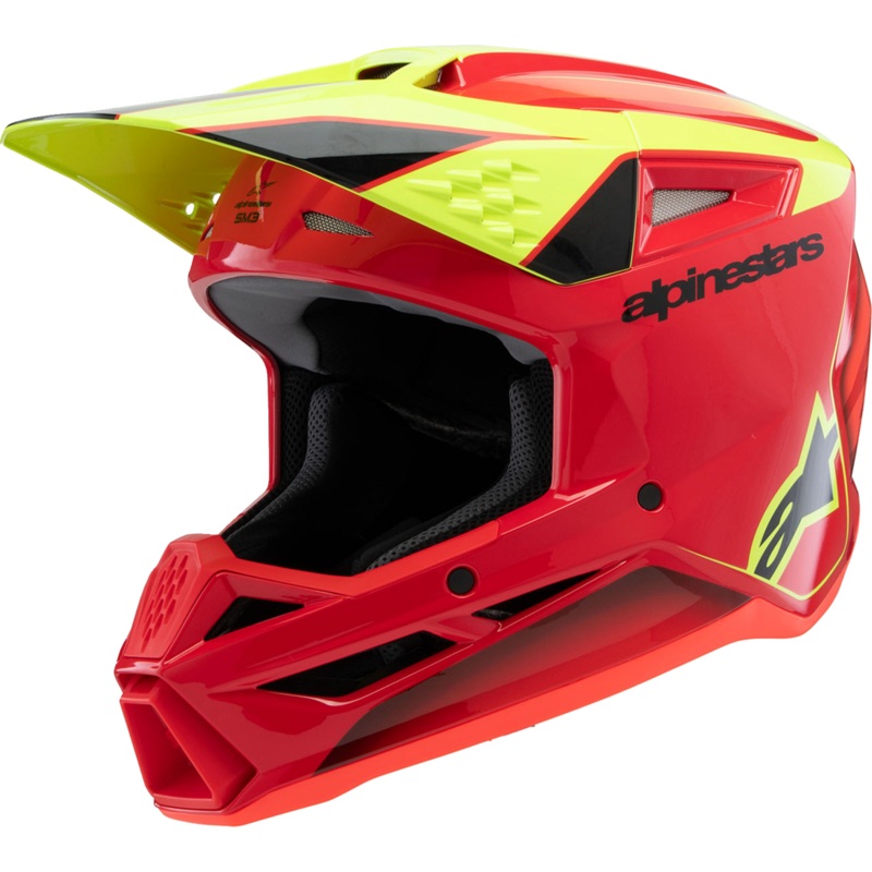 ALPINESTARS Youth SM3 Helmet – Fray – Gloss Red/Yellow Fluo/Black – Medium 8301625-3051-YM