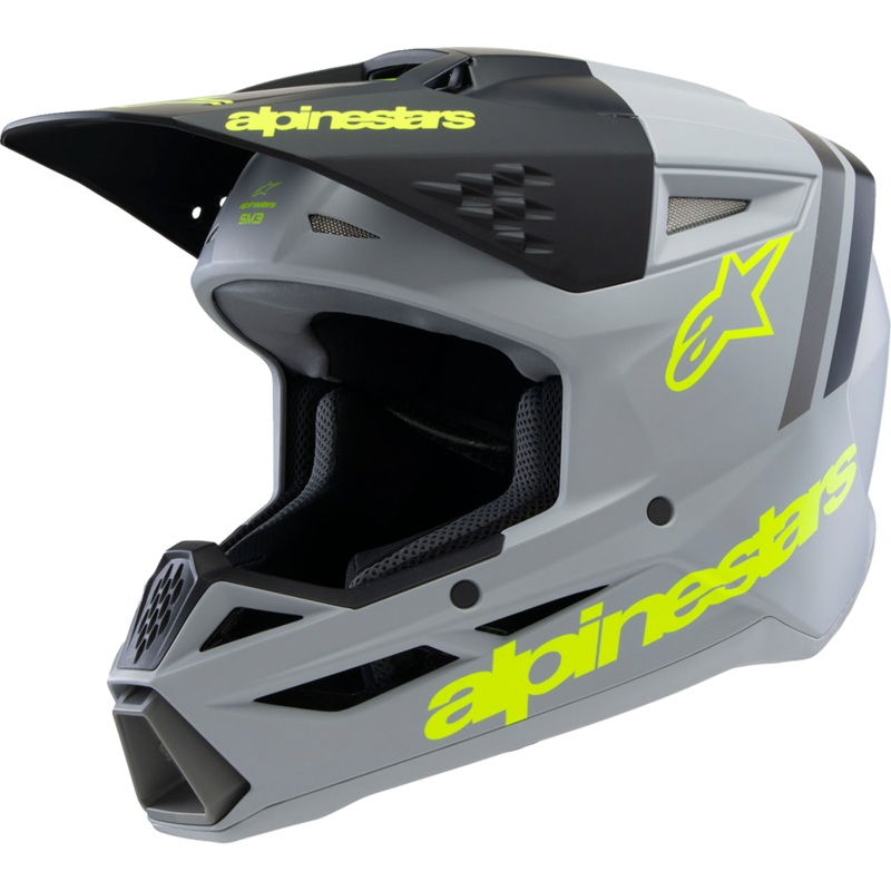 ALPINESTARS Youth SM3 Helmet – Radium – Matte Gray/Black/Yellow Fluo – Medium 8301825-9510-YM