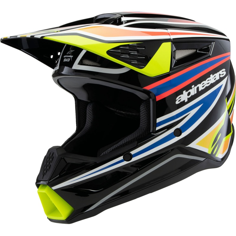 ALPINESTARS Youth SM3 Helmet – Wurx – Gloss Black/Yellow Fluo/Blue/Red – Small 8302025-1574-YS