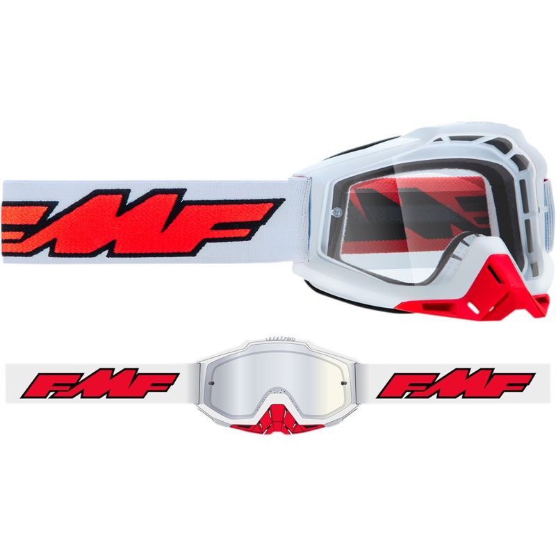 FMF PowerBomb Goggles – Rocket – White – Clear F-50036-00004