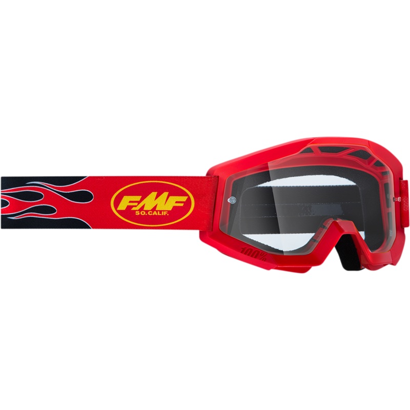 FMF Youth PowerCore Goggles – Flame – Red – Clear F-50054-00004