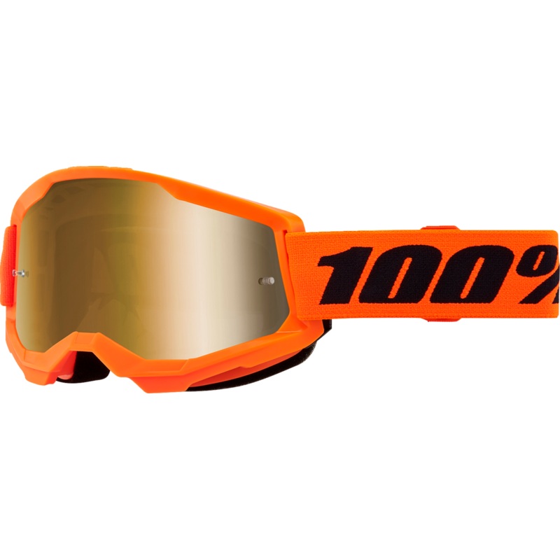 100% Strata 2 Goggle – Neon Orange – True Gold Mirror Lens 50028-00015