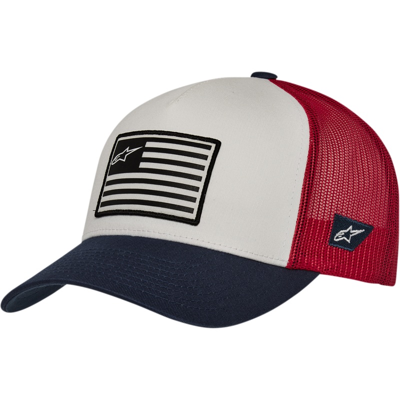 ALPINESTARS Flag Snapback Hat – White/Navy/Red – One Size 1211810132074OS