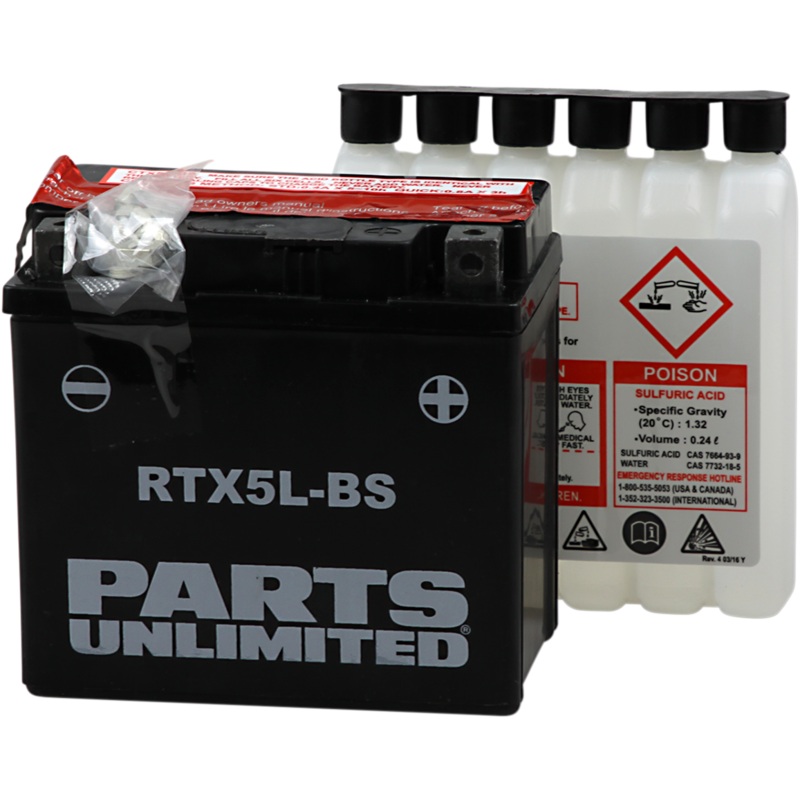 PARTS UNLIMITED AGM Battery – RTX5L-BS .24 L CTX5L-BS