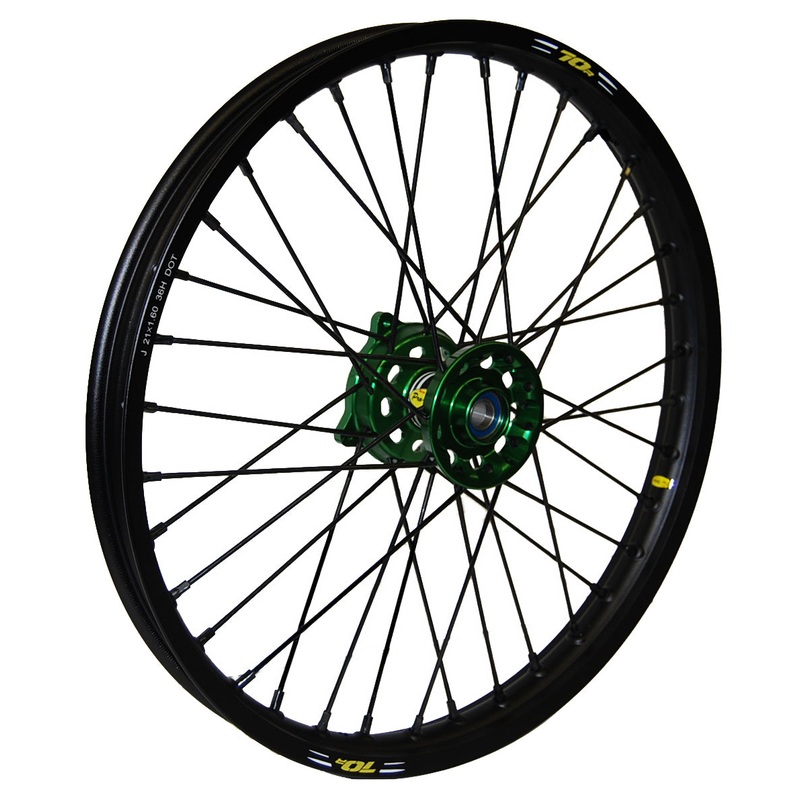 Wheel Front 1.60×21 Green Hub Blk Rim/Blk Spoke/Blk Nipple