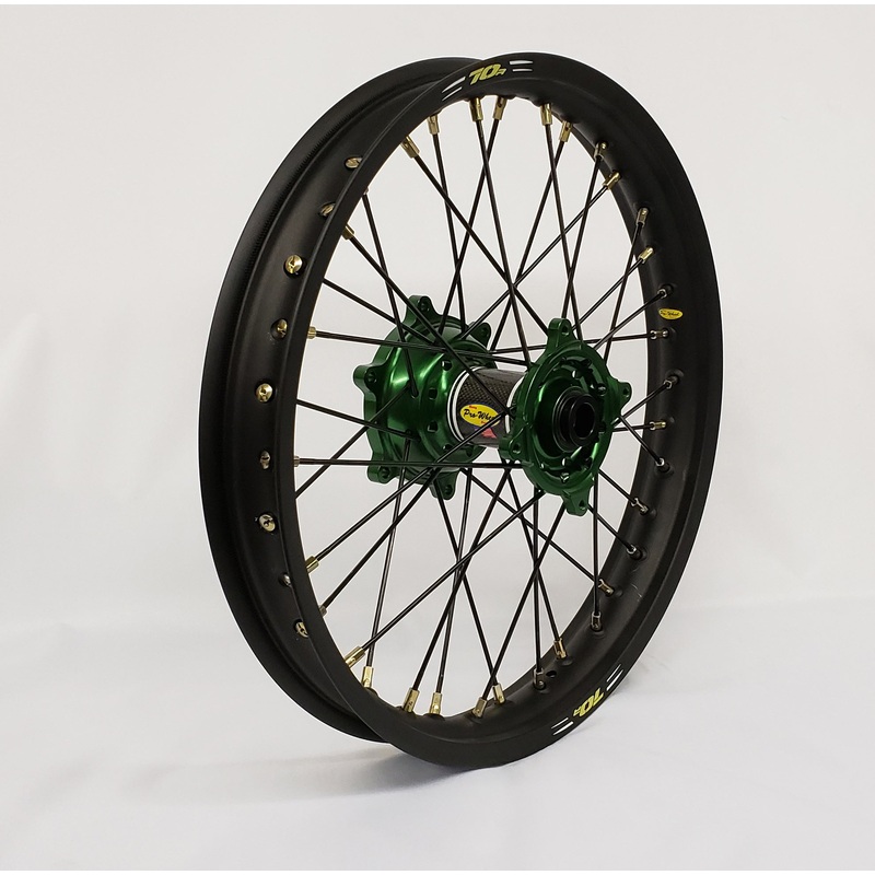 Wheel Rear 1.85×19 Green Hub Blk Rim/Blk Spoke/Gld Nipple