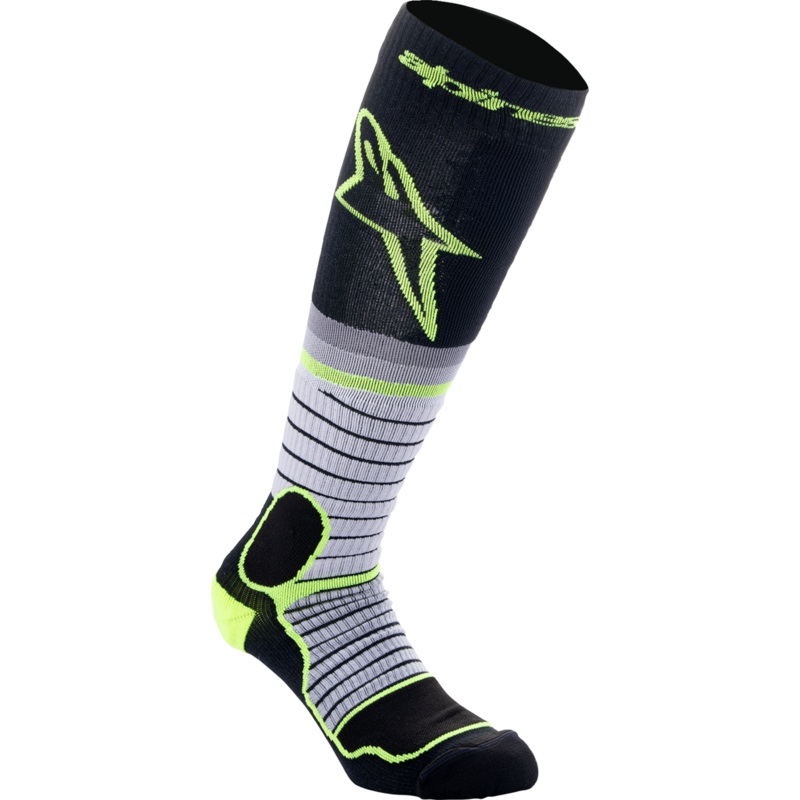 ALPINESTARS MX Pro Socks – Black/Gray/Yellow – Large 4701524-175-L