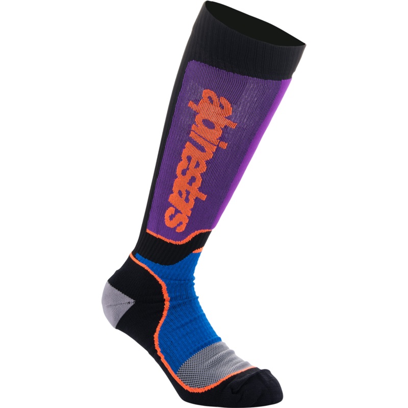 ALPINESTARS Youth MX Plus Socks – Black/Purple/Blue/Orange – Medium/Large 4742324-1246-ML
