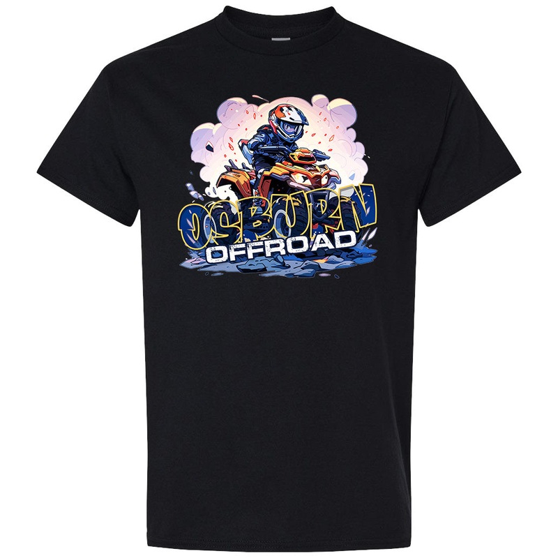 Osburn Offroad Quad Racer Tee|Black|Dark Heather|Youth Small|Youth Medium|Youth Large|Small|Medium|Large|X-Large|2X-Large|3X-Large|4X-Large