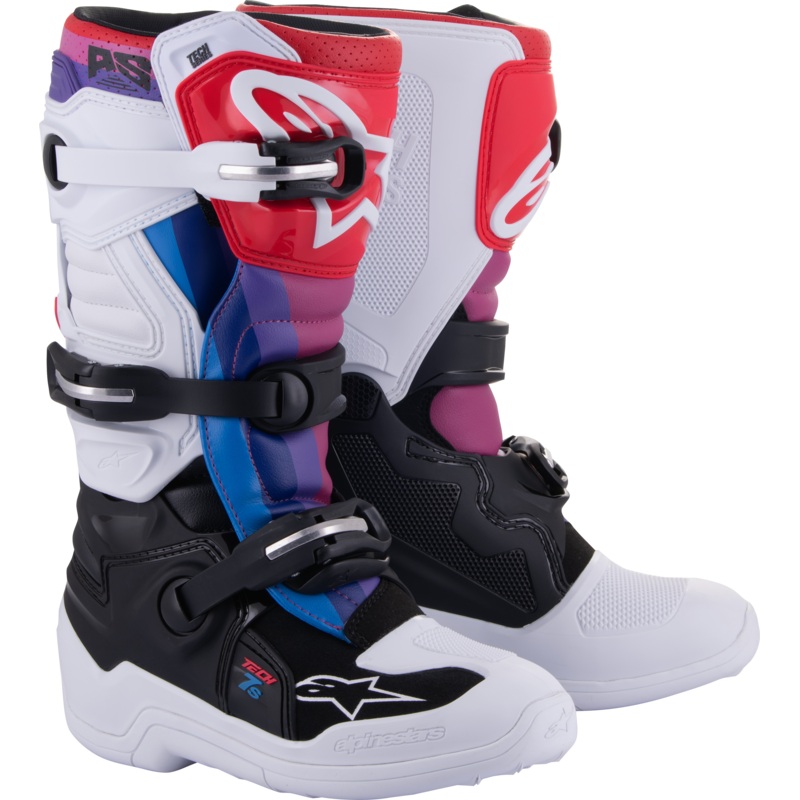 Tech 7s Boots Wht/Blk/Rainbow Sz 2