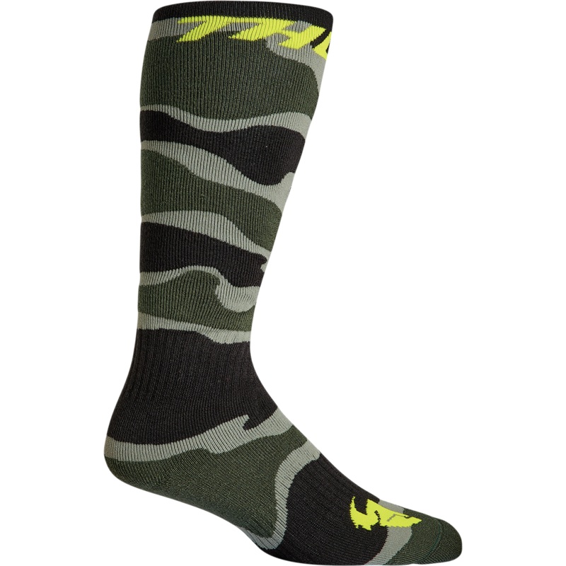 THOR Youth MX Camo Socks – Green/Acid – Size 1-6 3431-0660